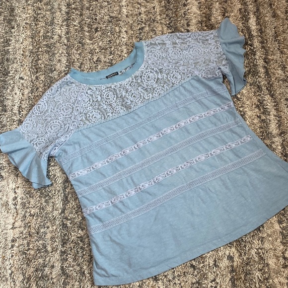 Hannah blue lace Short sleeve top size extra large - Picture 1 of 8